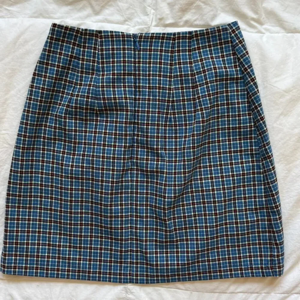 Brandy melville blue plaid cara  mini skirt‎ size XS academia preppy